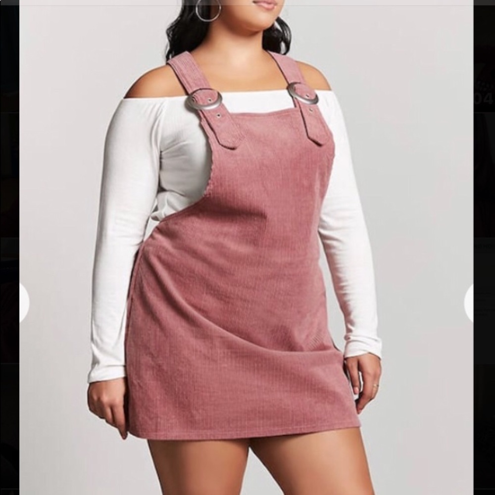 Plus size corduroy overall dress